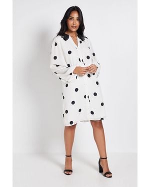 Wallis Petite Polka Dot Lace Collar Shift Dress - White