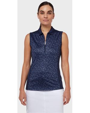 Callaway Apparel Shape Shifter Geo Print Sleeveless Polo - Blue