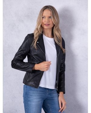 Lakeland Leather Newland Centre Zip Biker Jacket - Blue