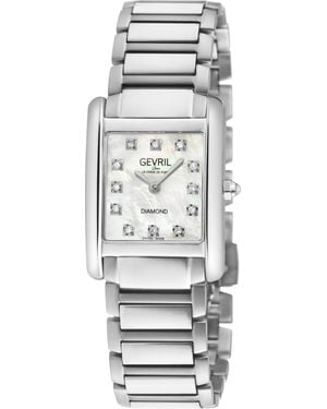 Gevril Regina Swiss Diamond Watch, Mop Dial, 316L Ss Case, Stainless Steel Bracelet - Grey