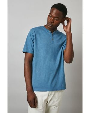 MAINE Denim Slub Y Neck T - Blue
