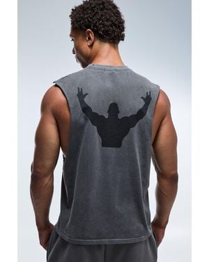 BoohooMAN One More Rep Washed Regular Fit Tank - Grey