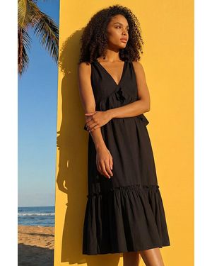 D.u.s.k Bow Detail Poplin Midi Dress - Black
