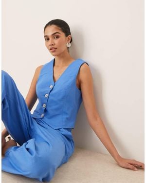 Y.A.S Linen Touch Waistcoat Co-Ord - Blue