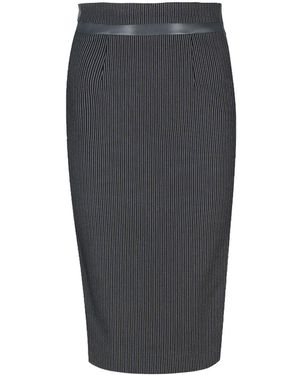 Conquista High Waisted Pencil Skirt With Leather Detail - Grey