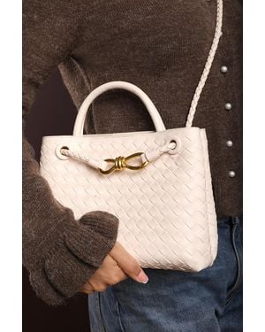 Where's That From Wheres 'Luna' Woven Leather Tote Bag With Detail - Black
