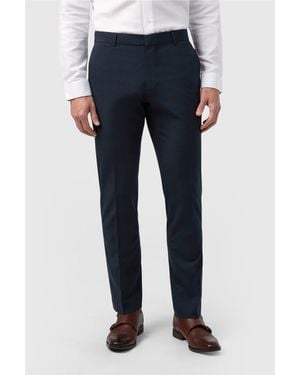 Limehaus Flat Fronted Tailored Suit Trousers - Blue