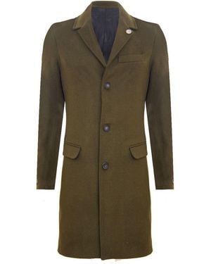TruClothing Long Wool Slim Fit Overcoat - Green