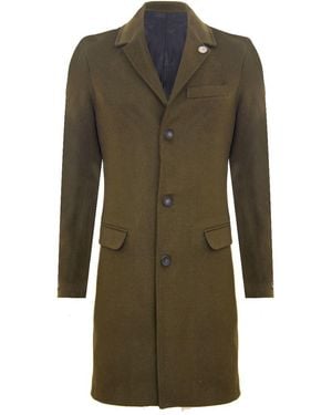 TruClothing Long Wool Slim Fit Overcoat - Green