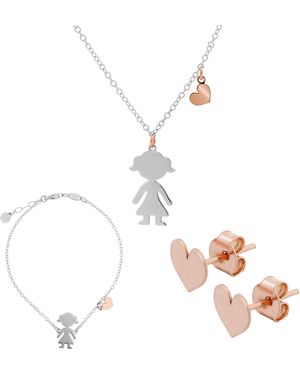 Orphelia 'Lyra' 925 Sterling Set: Chain + Bracelet + Earrings - White