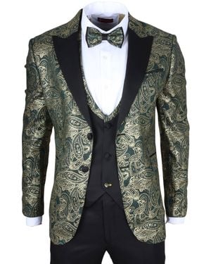 TruClothing 4 Piece Paisley Wedding Suit Tailor Fit - Green