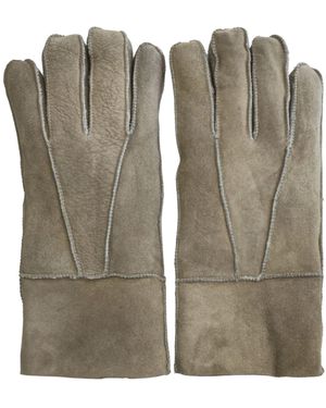 Infinity Leather Sheepskin Suede Gloves With Roll Up/Down Cuff - Green