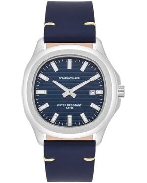 Spears & Walker Leather Watch Approx. 40.5 Mm - Blue