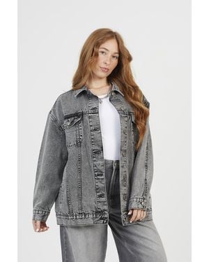 Brave Soul Oversized Denim Jacket - Grey