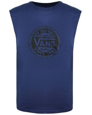 Vans Off The Wall Crew Neck Sleeveless Vest V1Yefwc Cotton - Blue