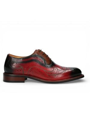 Laura Vita Lorenzo Conti Leather Brogue Oxford Dress Shoes - Red