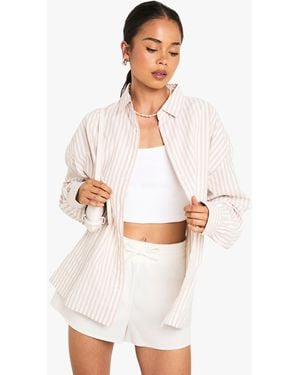 Boohoo Stripe Oversized Shirt - White