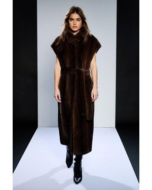 Runway 1.8.1.8 Faux Fur Sleeveless Longline Gilet - Black
