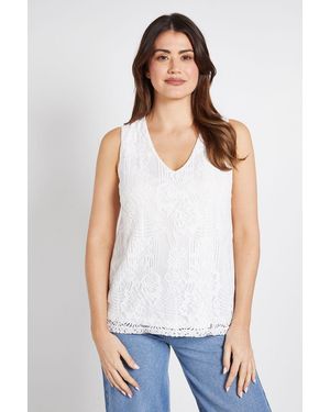 Wallis Lace Pleat Detail Sleeveless Cami Top - White