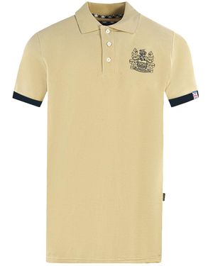 Aquascutum Branded Collar Polo Shirt Cotton - Yellow