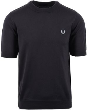 Fred Perry Cotton Knitted T-Shirt Anchor - Black