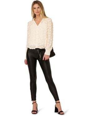 Adrianna Papell 3D Flower Woven Blouse - Black