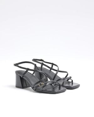 River Island Strappy Sandals Wide Fit Block Heel Pu - White