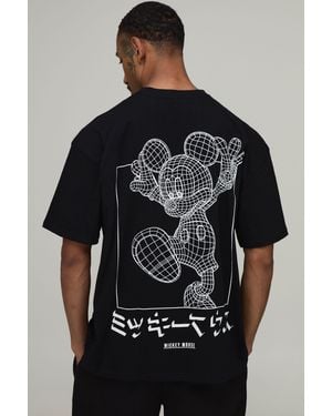 BoohooMAN Oversized Mickey Mouse License Print T-Shirt - Black