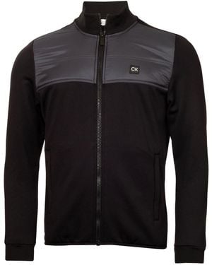 Calvin Klein Solid Patterned Full Zipper Ribbed Cuff Zipped Pocket Jacket - Black