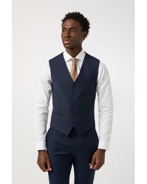 Alexandre Silver Label Single Breasted Five Button V-Neck Tailored Suit Waistcoat - Blue