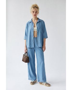 MixRay Cotton Shirt And Wide-Leg Trouser Set - Blue