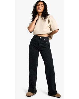 Boohoo The High Waist Loose Straight Jean - Blue