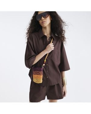 River Island Multi Colour Raffia Cross Body Phone Bag - Brown
