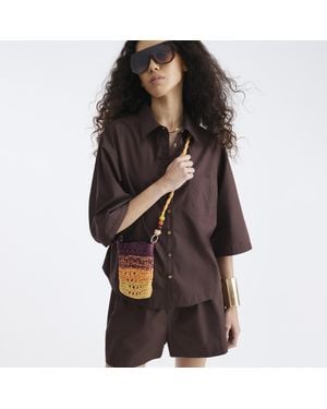 River Island Multi Colour Raffia Cross Body Phone Bag - Brown