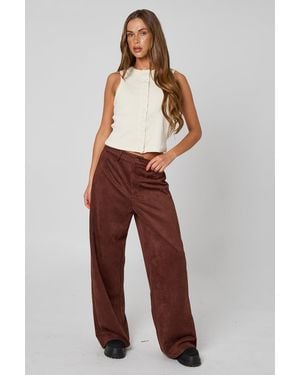 Urban Bliss Faux Suede Wide Leg Trouser - Brown