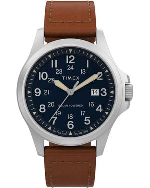 Timex Field Post Solar Watch Tw2V03600 Leather - Brown