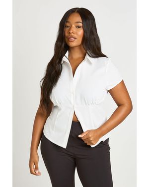 Boohoo Plus Cap Sleeve Fitted Shirt - Black