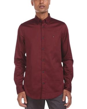 Tommy Hilfiger Shirts Regular Fit Oxford Long Sleeve Casual Cotton Formal - Red