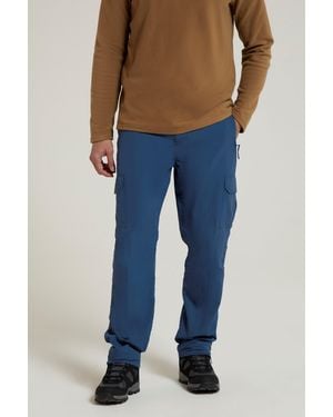 Mountain Warehouse 'Explore' Trousers With Multiple Pockets Hook & Loop Closure Quick Dry Trousers Polyamide - Blue