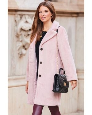 Sosandar Soft Super Cosy Faux Fur Coat - Pink