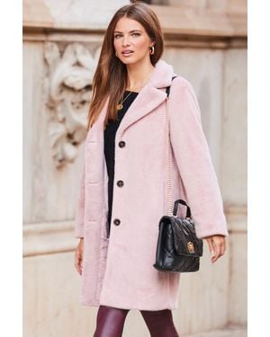 Sosandar Soft Super Cosy Faux Fur Coat - Pink