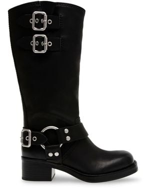 Steve Madden Eastern Motorcycle Boots With Block Heel - Black