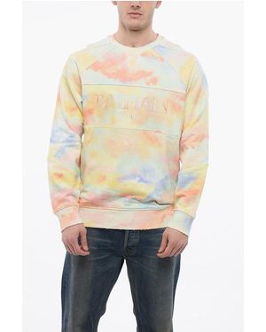Balmain Sweatshirt Met Logo En Verweerde Randen In Veelkleurig - Naturel