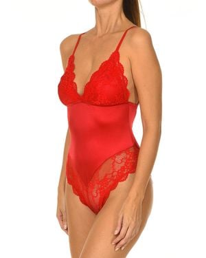 Guess Strappy Bodysuit With Lace - Red