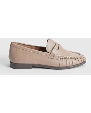Oasis Grace Faux Leather Grandad Loafers - Natural