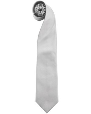 PREMIER Kleuren Mode Stropdas (zilver) - Wit
