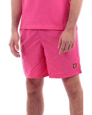 Lyle & Scott And Swim Shorts Rubberised Logo Casual Vintage Half Trousers - Pink