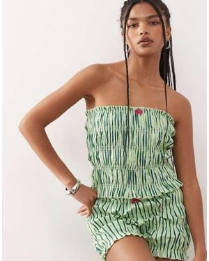 Collusion Shirred Bandeau Top Co-Ord - Green
