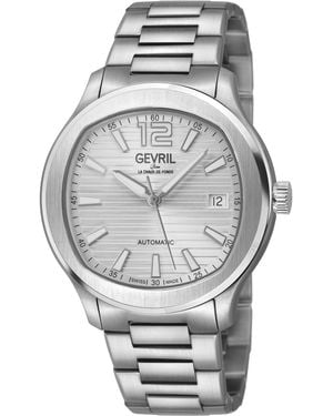 Gevril Stuyvesant 316L Stainless Steel Case, Cool Dial, Bracelet Watch - Grey