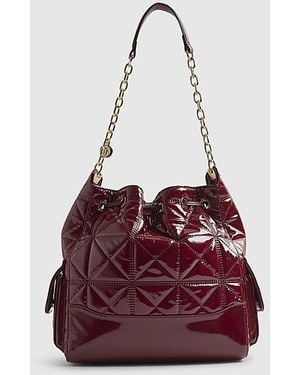 River Island Slouch Bag Quilted Chain Handle Pu - Red